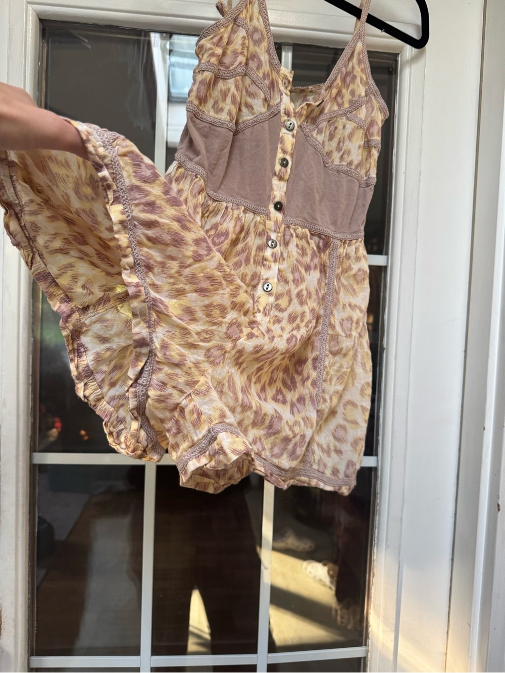 Zimmermann Cotton Leopard Print Crochet Trim Button Front Romper Playsuit 0 - Picture 6 of 8